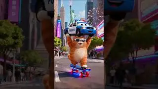 Cat's Toy Police Car BROKE🚓💥then A Real Cop Officer Shows Up😳#funny #cat #cute #animals #comedy