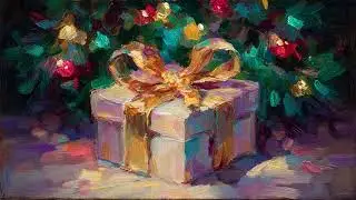 Golden Gift Christmas Painting II Free Art for your TV II Silent Holiday Screensaver 🎁✨