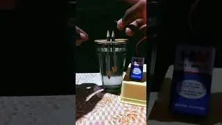 salt water + pencil (graphite) +🔋.... 😱 convert to electrolysis experiment ⚡#shorts