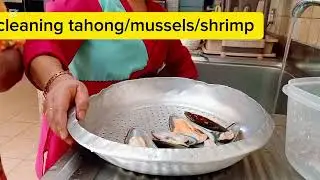 How to cleaning tahong/mussels shell and shrimp #asmr #seafood  #cleaning 