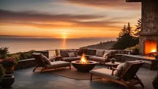 Peaceful Pacific Northwest: Fireplace & Ocean Wave Sounds | Soothing Sleep and Tinnitus Relief