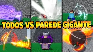 TODOS OS PERSONAGENS E ULTIMATES VS PAREDE GIGANTE INDESTRUTÍVEL NO THE STRONGEST BATTLEGROUNDS!!