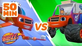 Shark Blaze vs. Toothbrush Submarine Blaze! | 50 Minute Compilation | Blaze and the Monster Machines