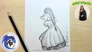 Girl with a Butterfly 🦋 | Girl Holding a Butterfly Drawing | Girl with Long Braid Pencil Sketch Art