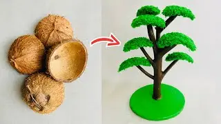 Coconut shell craft ideas | Tree Making | How to make tree using coconut shell