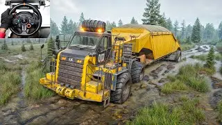 Ultimate Heavy Cargo Load Haul With CATERPILLAR-770G Dump Truck | SnowRunner | Logitech G29 Gameplay