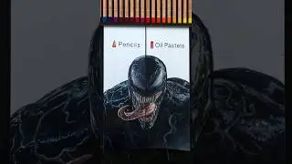✨ASMR✨ Pencils Vs Oil Pastels Drawing Of Venom #colouredpencil #asmr #colouring #realisticdrawing