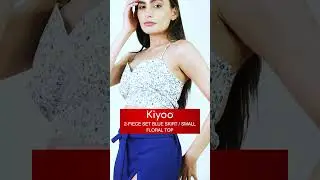 KIYOO PIECE SET BLUE SKIRT WITH SMALL FLORAL TOP #kiyoo #trending #kiyooclothing