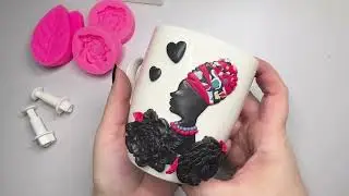 Diy Polymer Clay Woman | Polymer clay decoration on mug | How to decorate mugs at home