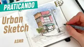 desenhando uma casa -  Urban Sketching e AQUARELA - ASMR