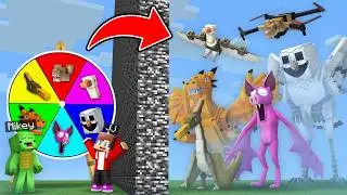 JJ and Mikey AIR MOBS ROULETTE BATTLE in Minecraft - Maizen