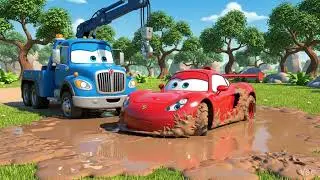Oh No! Car Stuck in Mud! 😱 Blue Tow Truck Rescue Team | Cars for Kids