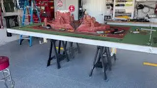 HO LAYOUT - 6 X 12 - WORK IN PROGRESS - GARAGE TRAIN TABLE HOIST