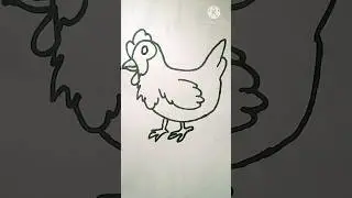 Hen drawing in cartoon style/simple hen drawing/#shorts.