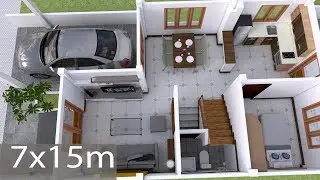 Interior Design Plan 7x15m Walk Through with Full Plan 4Beds