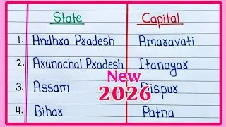States and Capitals 2026 | State and Capital | List of all States and Capitals in English