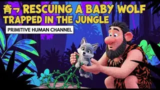 🐺 Rescuing a Baby Wolf Trapped in the Jungle | Primitive Human Channel