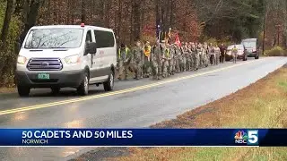 50 Norwich University cadets marching 50 miles this week