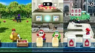 Mario Party Jamboree, The Floor is Falling, Juiceworks, Snow Brawl, Coin Conveyor