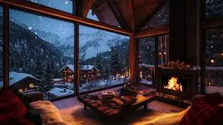 Snowstorm Surrounding Forest Cabin | Crackling Fireplace ASMR for Calm Focus & Sleep