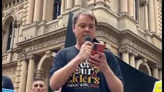 Dave Clark, Teacher & Unionist speaking @ Venezuela demo against Trump, Sydney Town Hall 4-1-26.
