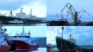From South to North - 5 hours. Murmansk seaport. Nuclear icebreaker 