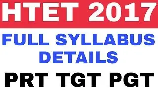 HTET New Syllabus 2017 For TGT PRT PGT JBT
