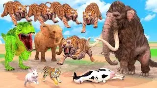 Paint Animals Tiger, Lion, Dinosaur, V/S Elephant, Gorilla, Wolf, Mammoth Tiger 