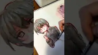 学ランの男の子描いてる #イラスト #イラストメイキング #アナログイラストメイキング #オリジナル #創作男子