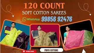 Wholesale Price | 120.Count Soft Cotton Sarees| 99856 92476 | Single Saree Courier| Free Shipping|