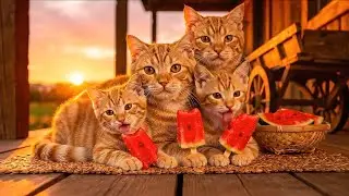 Mama Cat & Kittens Make Watermelon Popsicles in Summer Heat! 🍉🐾 | Cat Family