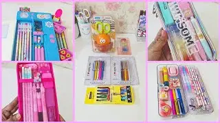 ASMR Filling my jumbo pencil box back to back with cute stationery ✨️ 💕 different sound 😴🎶💤 peace ✌🏻