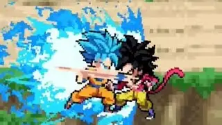 Goku (super saiyajin blue) vs Goku GT (super saiyajin 4) | power warriors