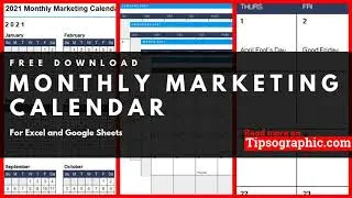 Monthly Marketing Calendar Template for Excel, Free and Printable Download 🡆  