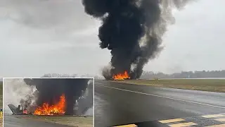 SHOCKING Fireball Private Jet Crashes Near North Carolina Runway, Multiple Feared Dead