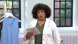 Denim & Co. Slub Jersey Lattice Trim Split Neck Tank on QVC