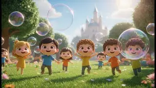 Happy Bubble Fun | Kids Playing with Colorful Soap Bubbles