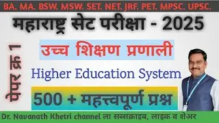 MH SET 2025 Paper 01 | उच्च शिक्षण प्रणाली - 1 | By - Navnath Khetri Sir I बहुविकल्पीय प्रश्नोत्तर