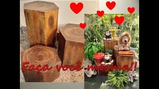 Faça você mesma! Trio de mesinhas com papelão que parece madeira!