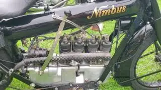 Watch this Stovepipe Nimbus 4 cylinder run; motorcycle from 1924