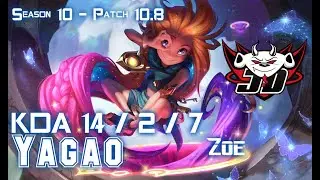 JDG Yagao ZOE vs SYNDRA Mid - Patch 10.8 KR Ranked