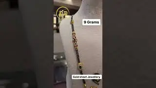 9 Grams Black Beads Long Chain with Ruby and Emerald Pendant || Maa Gold Sheet Jewellery