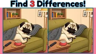 🧐 Spot the Difference: Pug Life Part 1 (Find 3 Differences!) 🐶