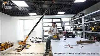 Power testing for RC 1350 crane truck, 4 arms out lifting a 10.5 kg 3 arm excavator