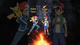 Ash Galar team vs Ash kalos team battle #pokemon #shorts #ash #pikachu #trending #shortfeed #viral