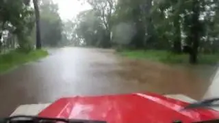 Land Rover Defender driving through flood water!