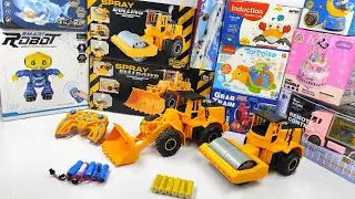 UNBOXING SHARK ELECTRIC SPRAY BULDOZER , RC ROLING , STUNT CARS RACING 