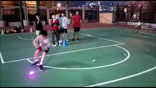 Basketball Class in Hong Kong practicing with the New Reaction Light System