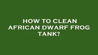 How to clean african dwarf frog tank?
