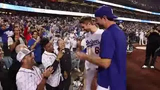Trea Turner and Max Scherzer going to Juan Soto after the walk off to celebrate!